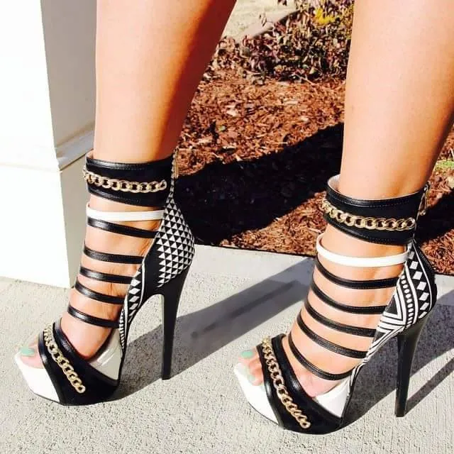 Gladiators Platform Strappy Ankle Chain Sandals