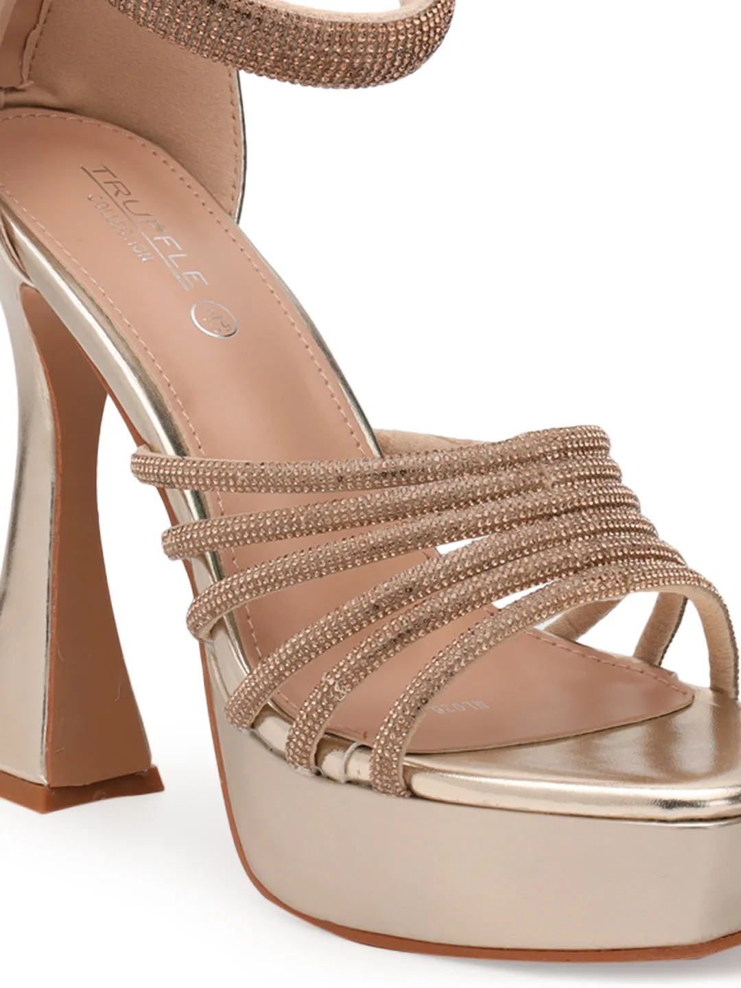 Gold Embellished Block High Heel Platform Sandals (TC-RS3606-GLD)