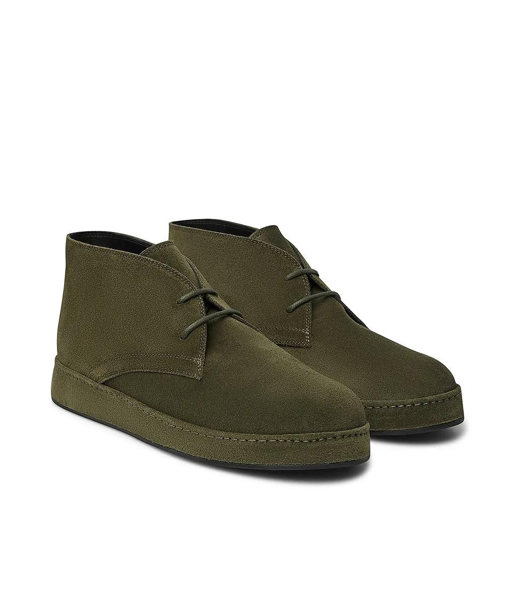 Green suede desert boots