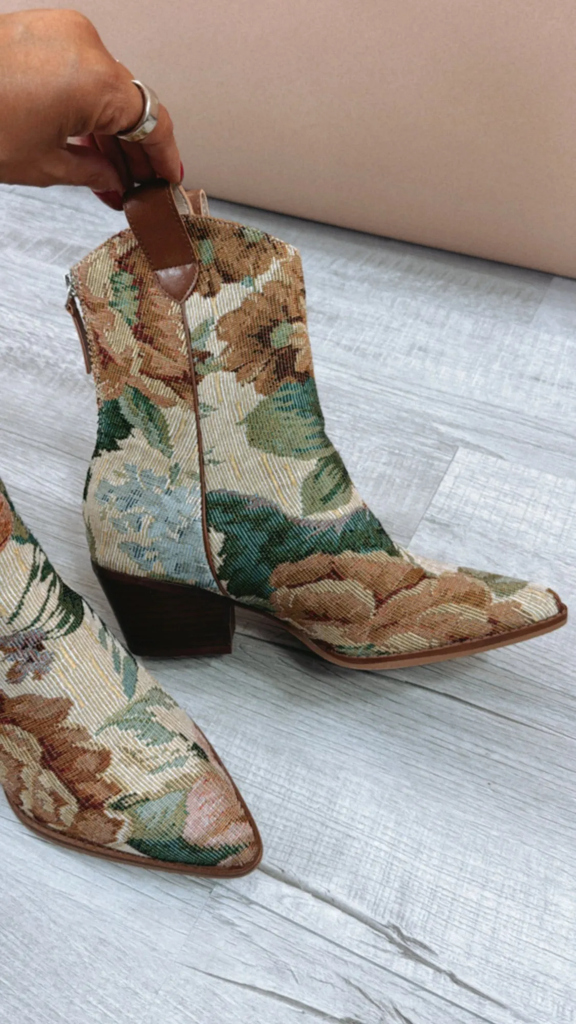 Hattie Vintage Western Floral Tapestry Boot