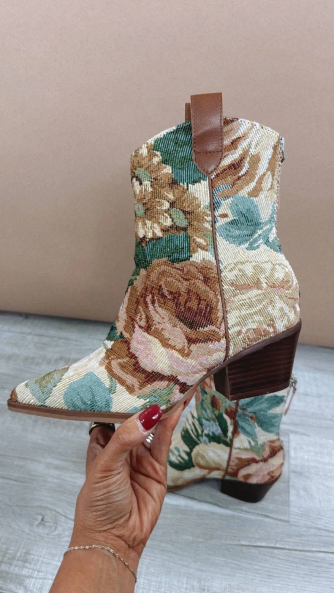 Hattie Vintage Western Floral Tapestry Boot