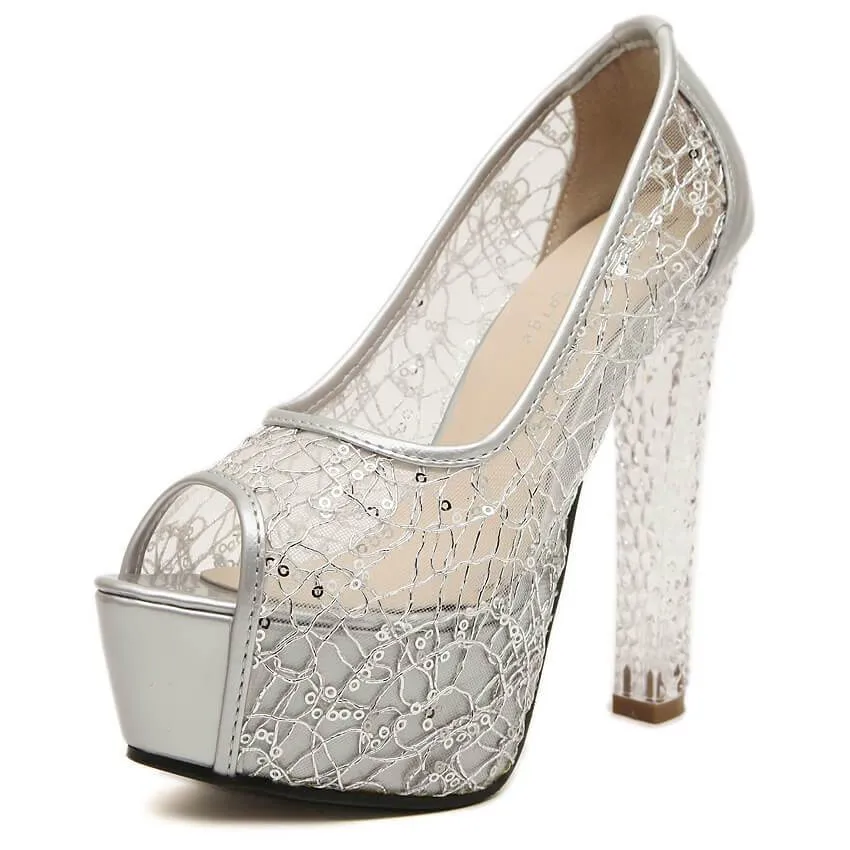 High Heel Peep Toe Platform Sandals