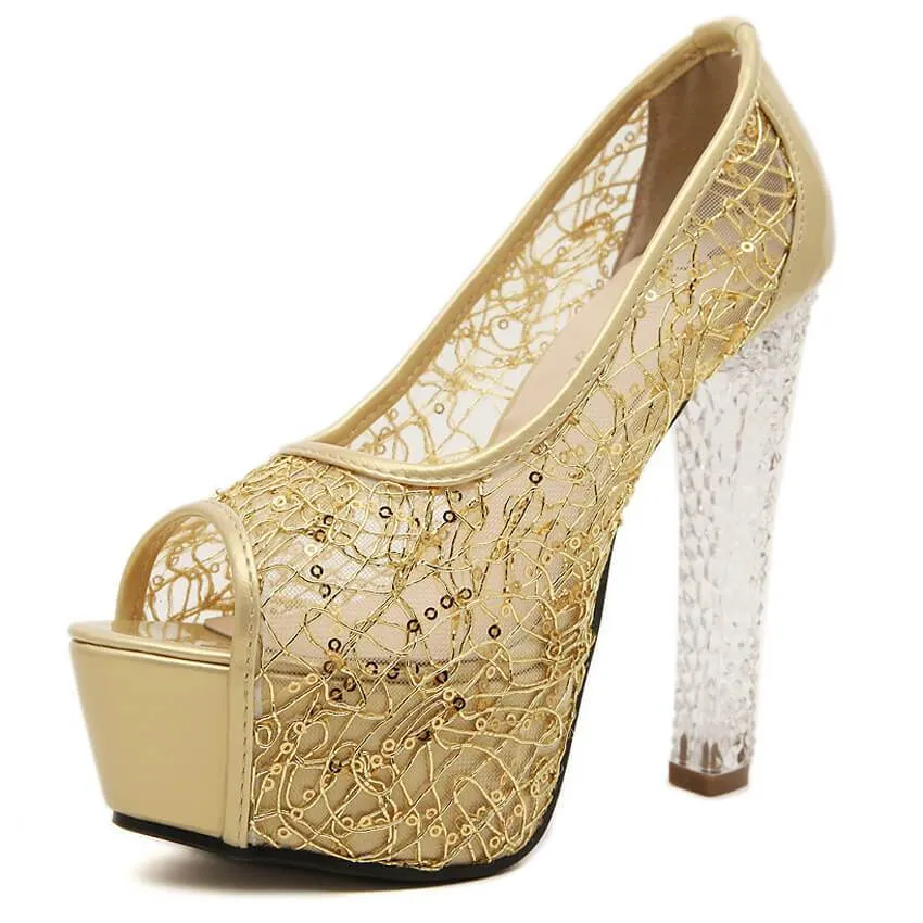 High Heel Peep Toe Platform Sandals