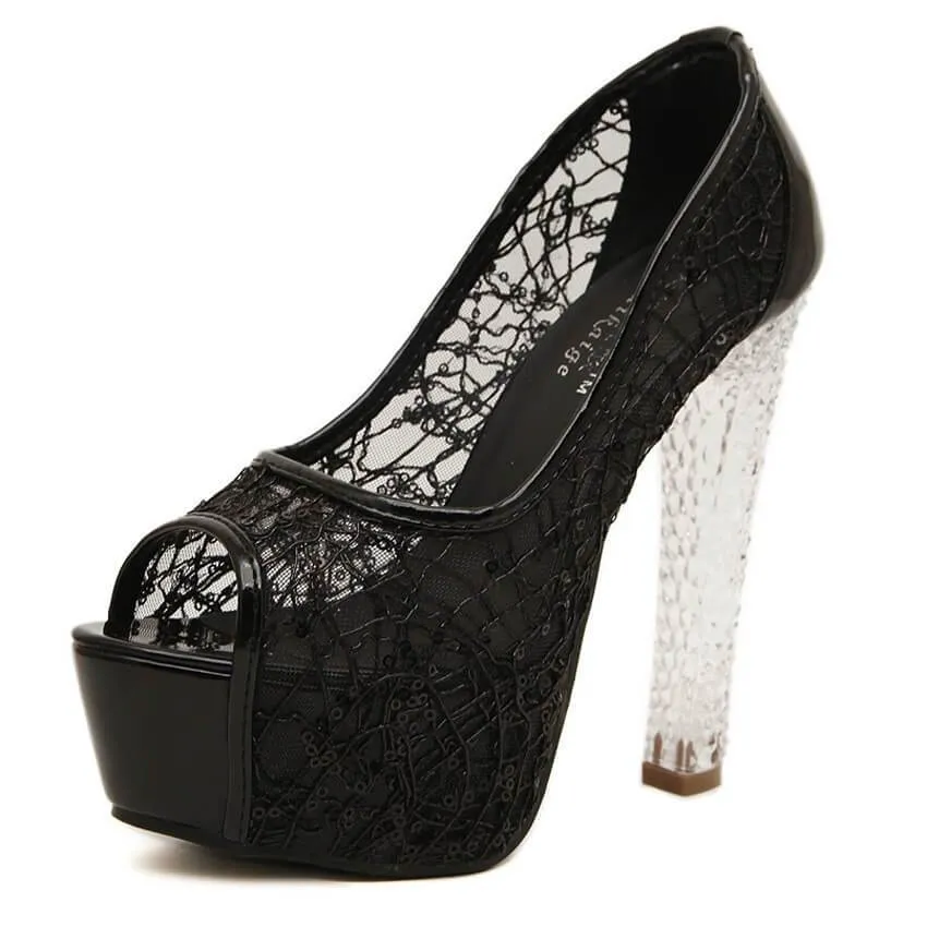 High Heel Peep Toe Platform Sandals