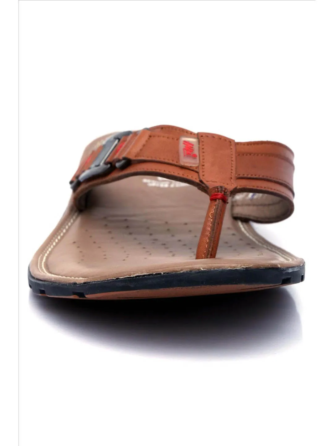 Hitz Men's Tan Leather Flat Casual Slippers