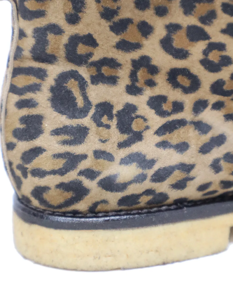 Leopard Print Suede Lace Up Booties sz 10