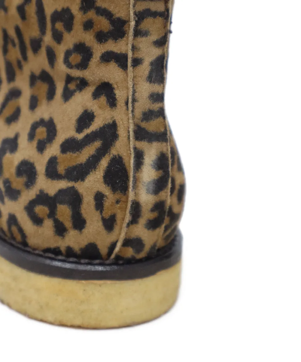 Leopard Print Suede Lace Up Booties sz 10