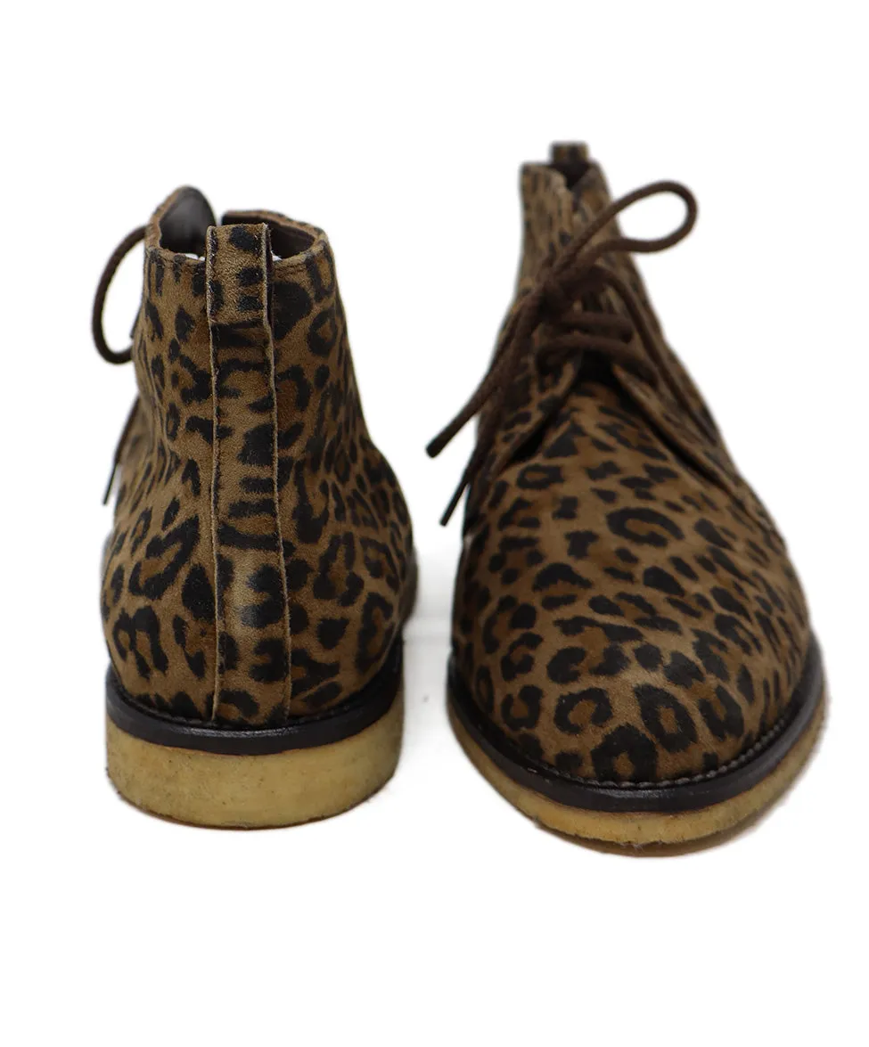 Leopard Print Suede Lace Up Booties sz 10