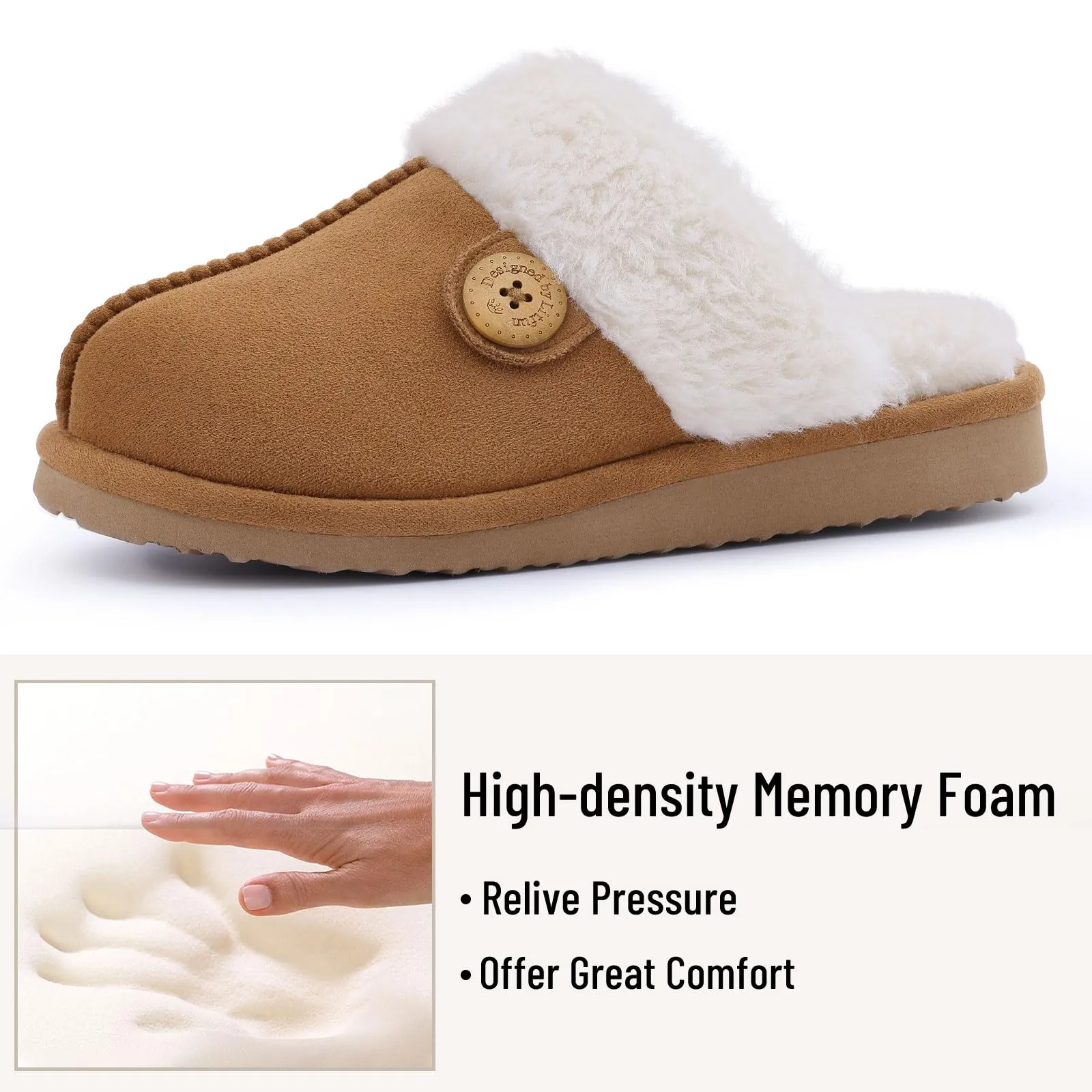 Litfun Memory Foam Fuzzy Slippers for Women
