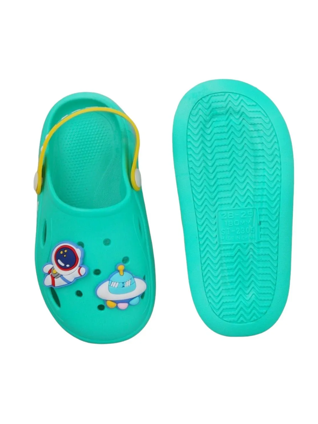 Little Astronaut Green Space Motif Clogs for Toddlers