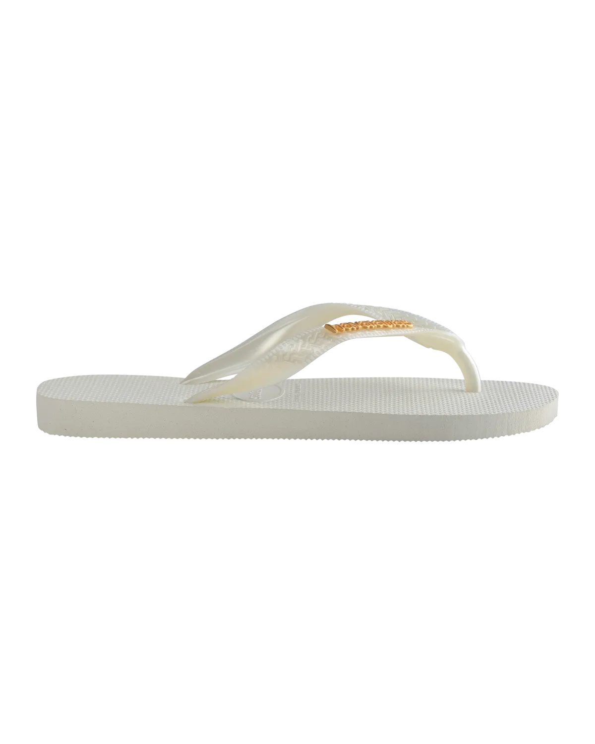Logo Metallic Flip Flops in White