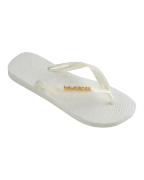 Logo Metallic Flip Flops in White