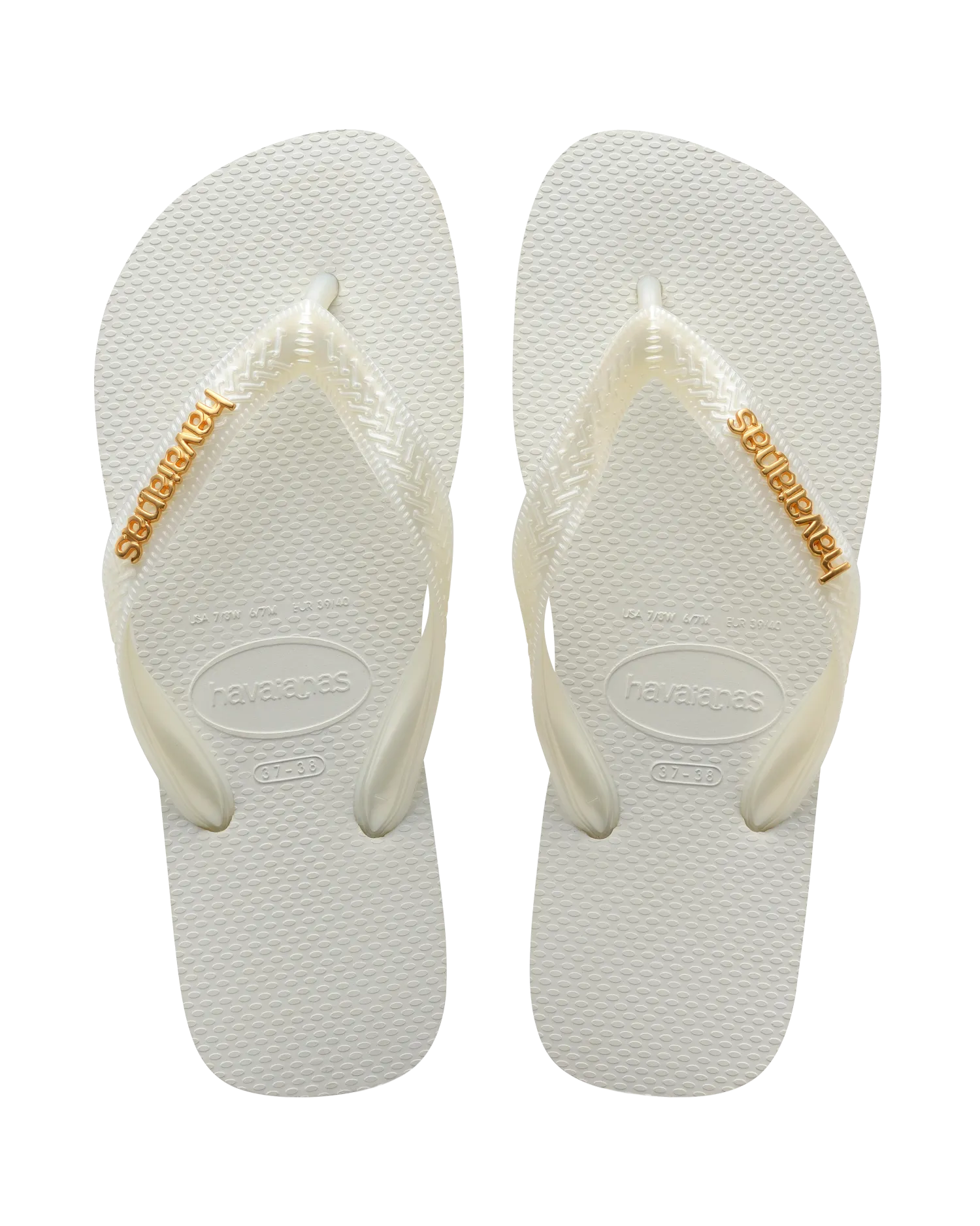 Logo Metallic Flip Flops in White