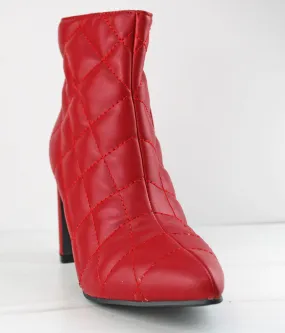 Loreena 21 Womens Pointed Toe Quilted Heeled Ankle Booties