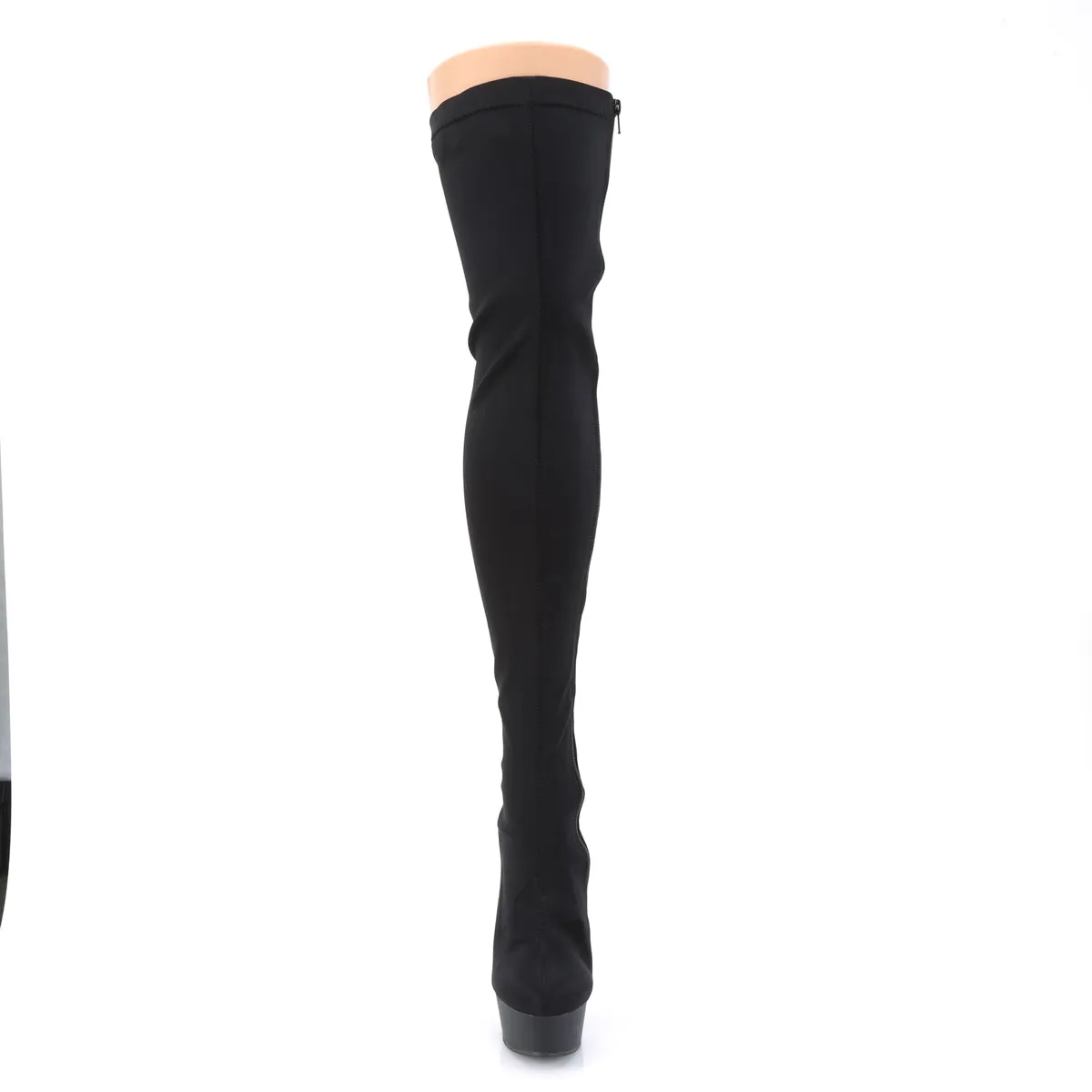 Lycra Thigh High Boot with Lace-Up Back 6-inch Heel DELIGHT-3003