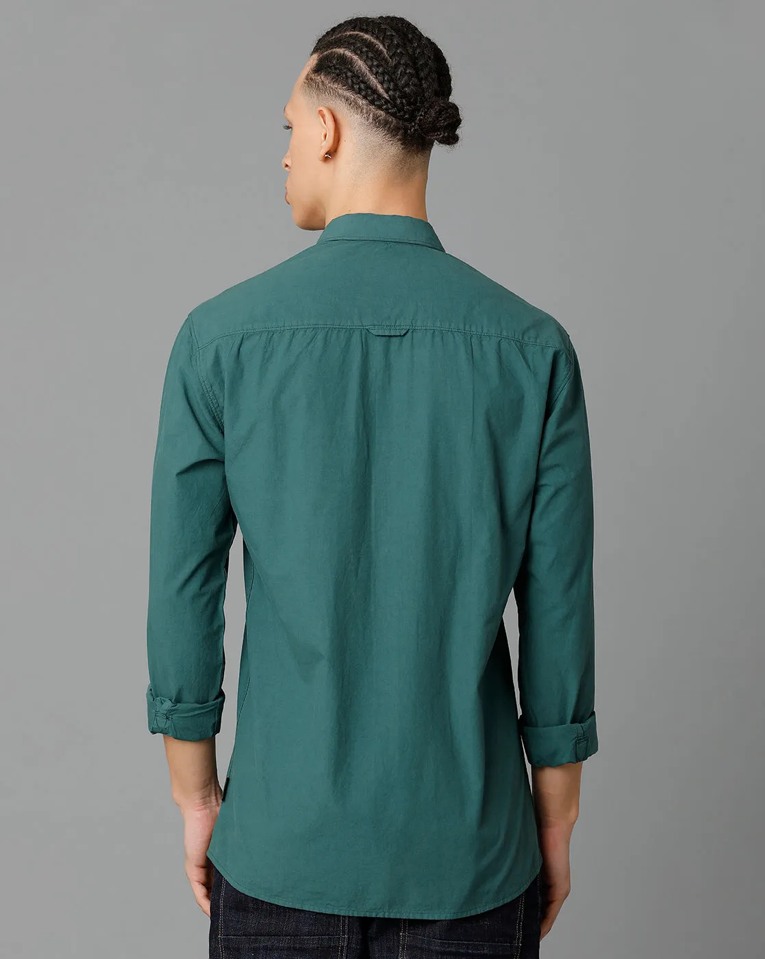 Men Solid Cotton Casual Shirt