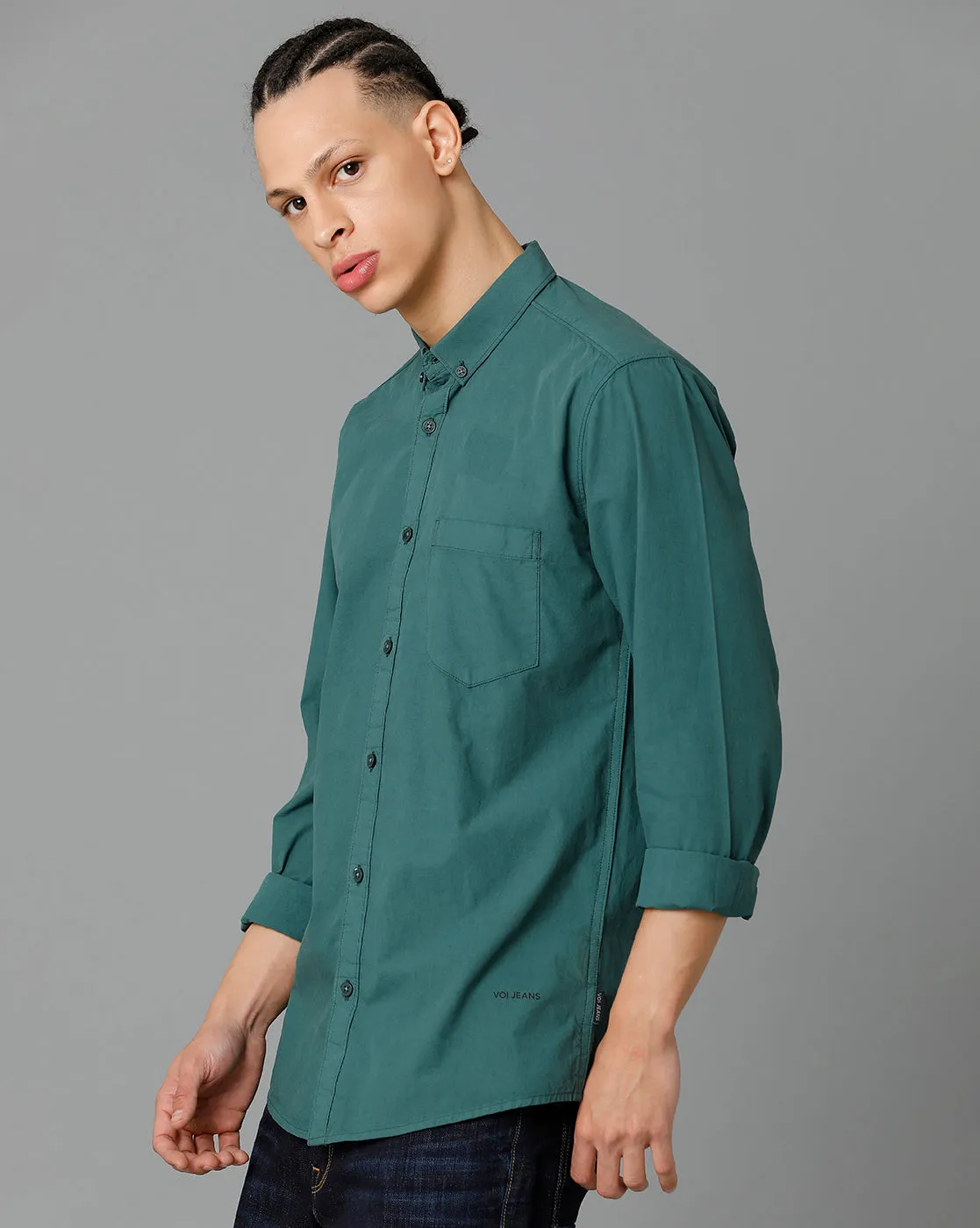 Men Solid Cotton Casual Shirt