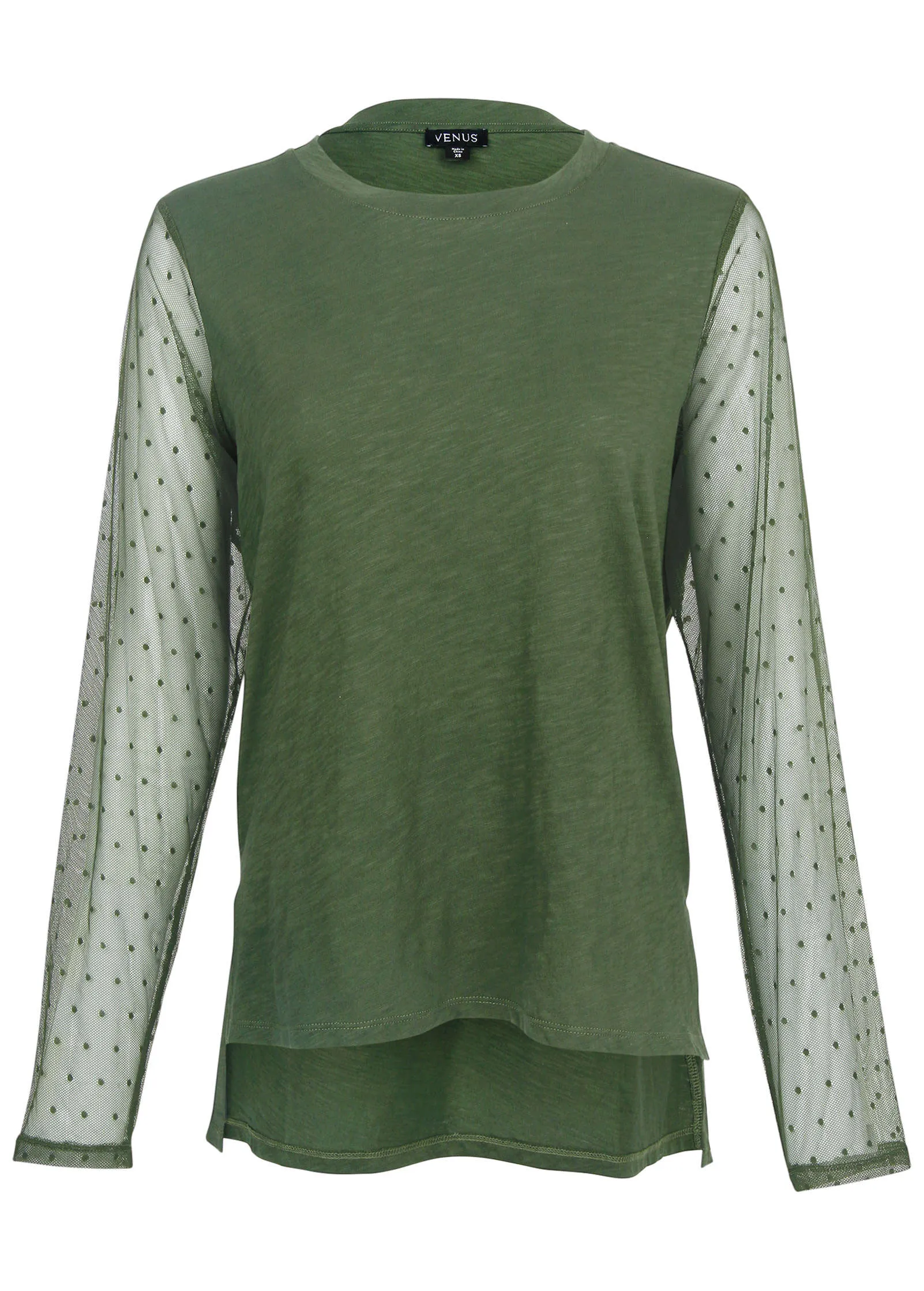 Mesh Sleeve Top - Bronze Green