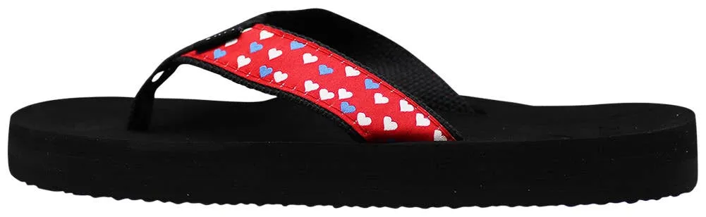 Norty Womens Resort Sandal Flip Flop Red Hearts