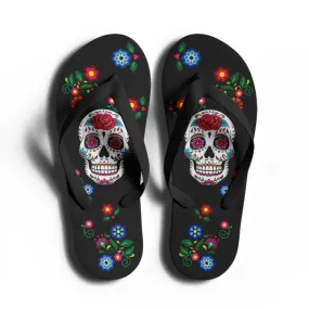 Personalized Skull Flip Flop, Custom Skeleton Slipper, Gothic Fashion Flip Flop