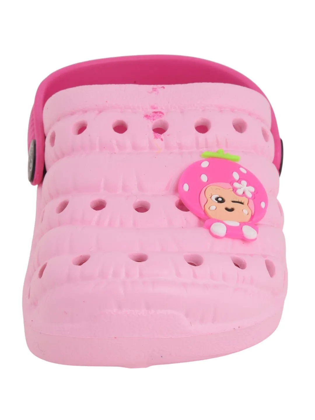 Pink Strawberry Cartoon Design Rubber Clogs for Girls