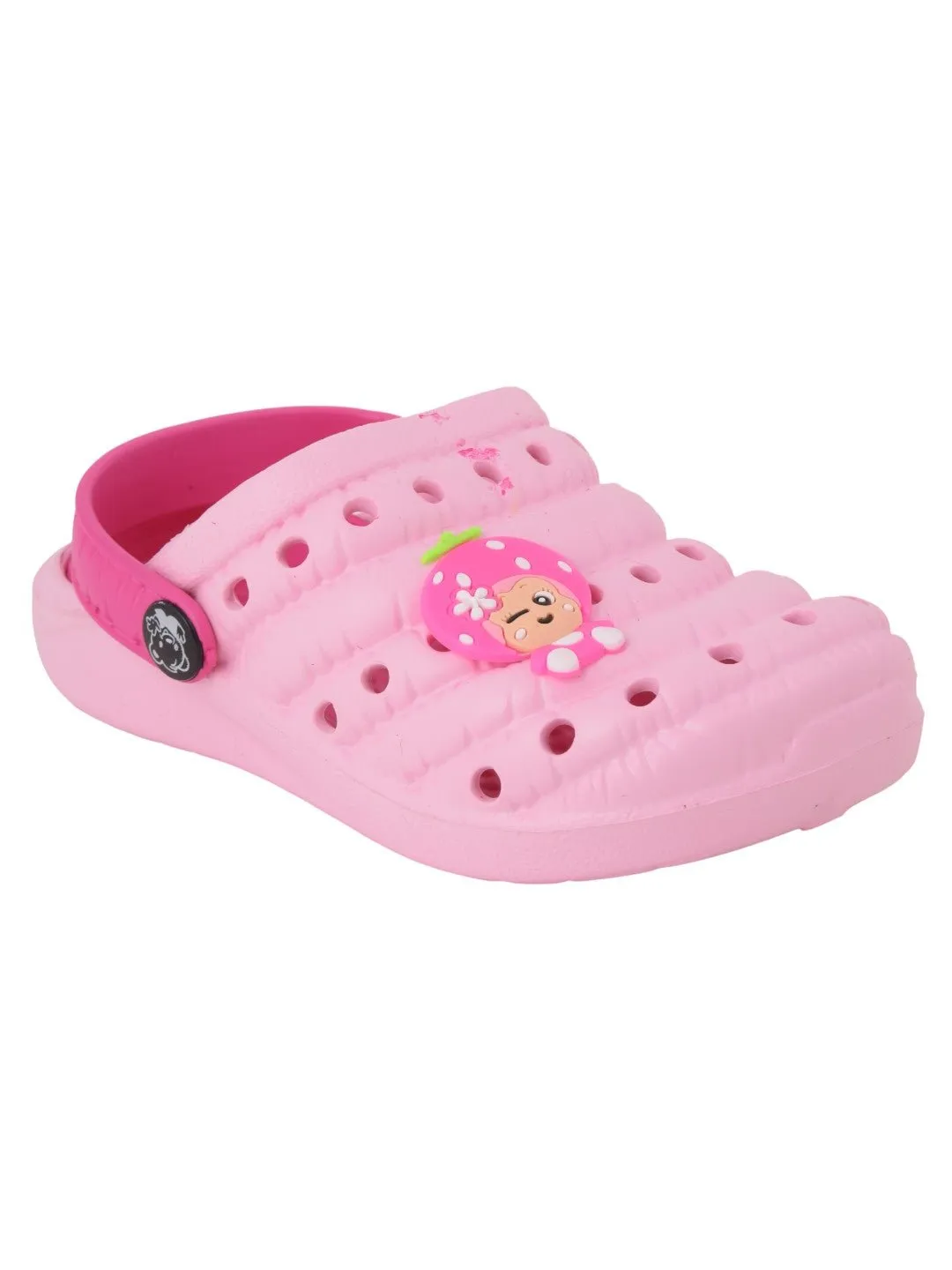 Pink Strawberry Cartoon Design Rubber Clogs for Girls