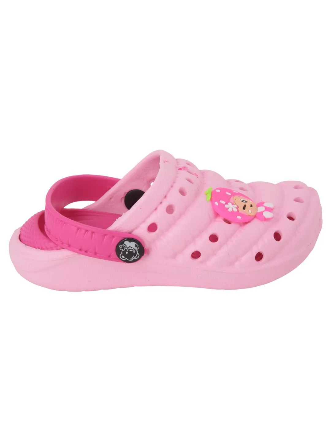 Pink Strawberry Cartoon Design Rubber Clogs for Girls