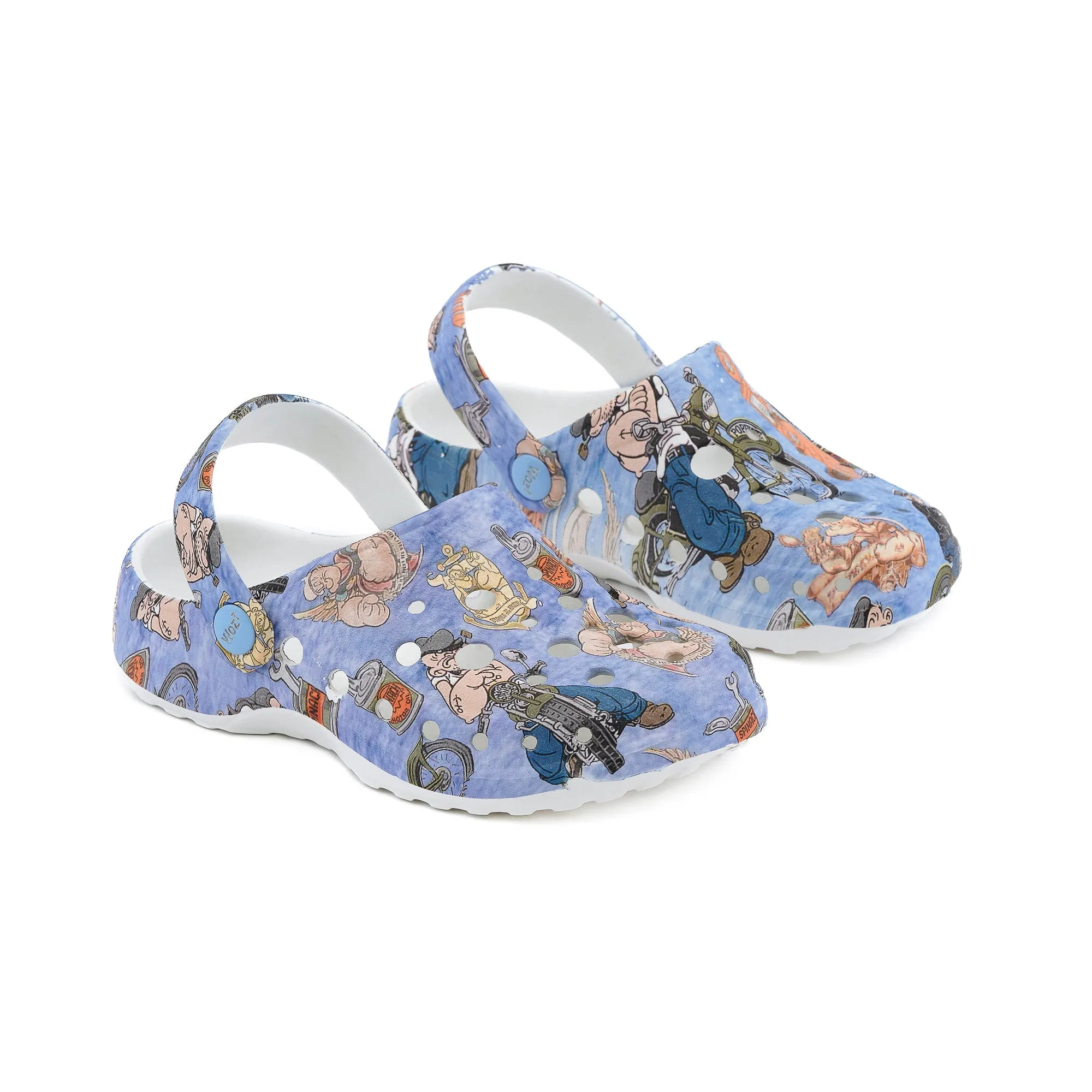 Popeye Biker Print Clogs