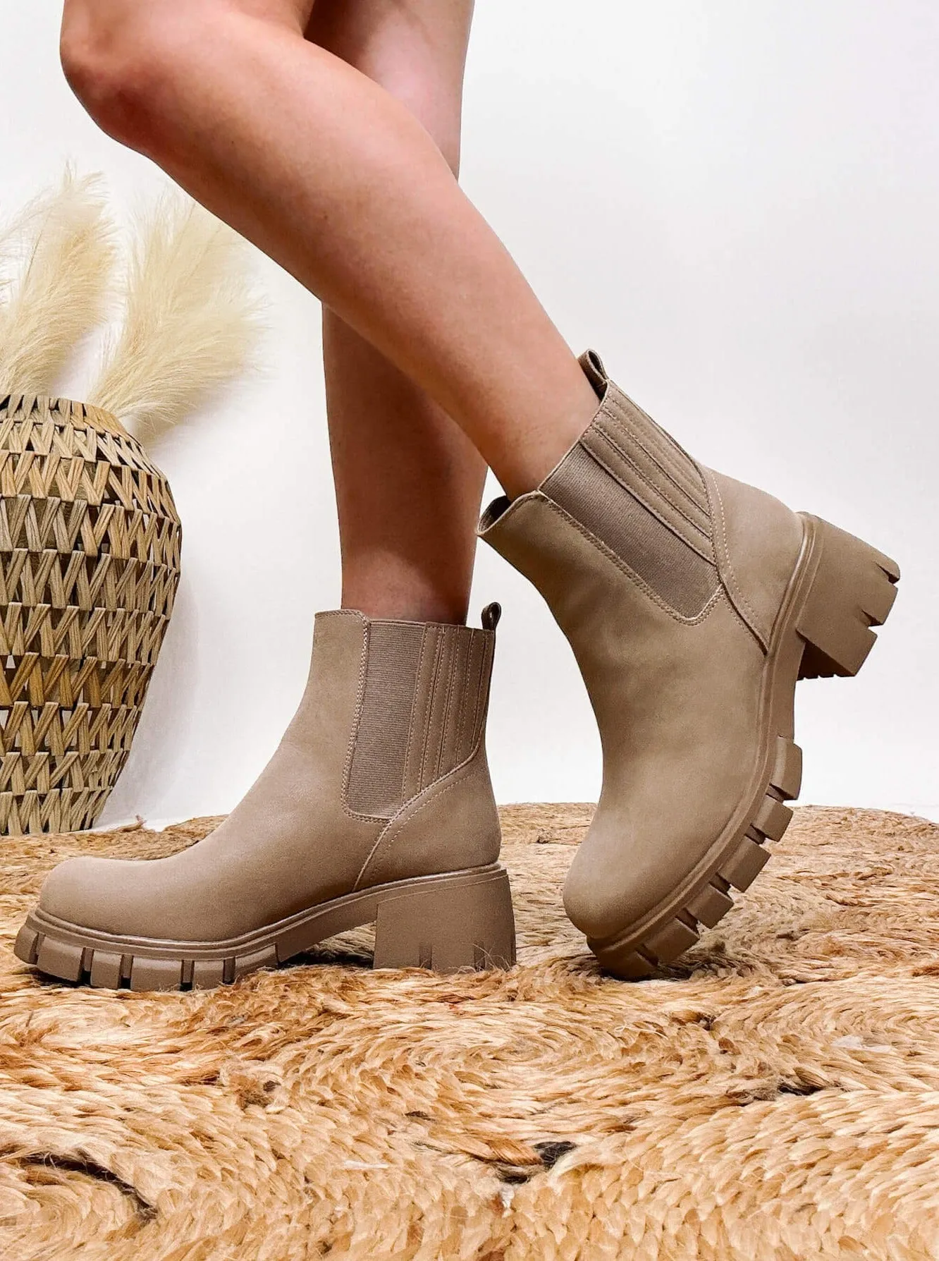Rigo Stone Slip On Chunky Lug Sole Booties by MIA