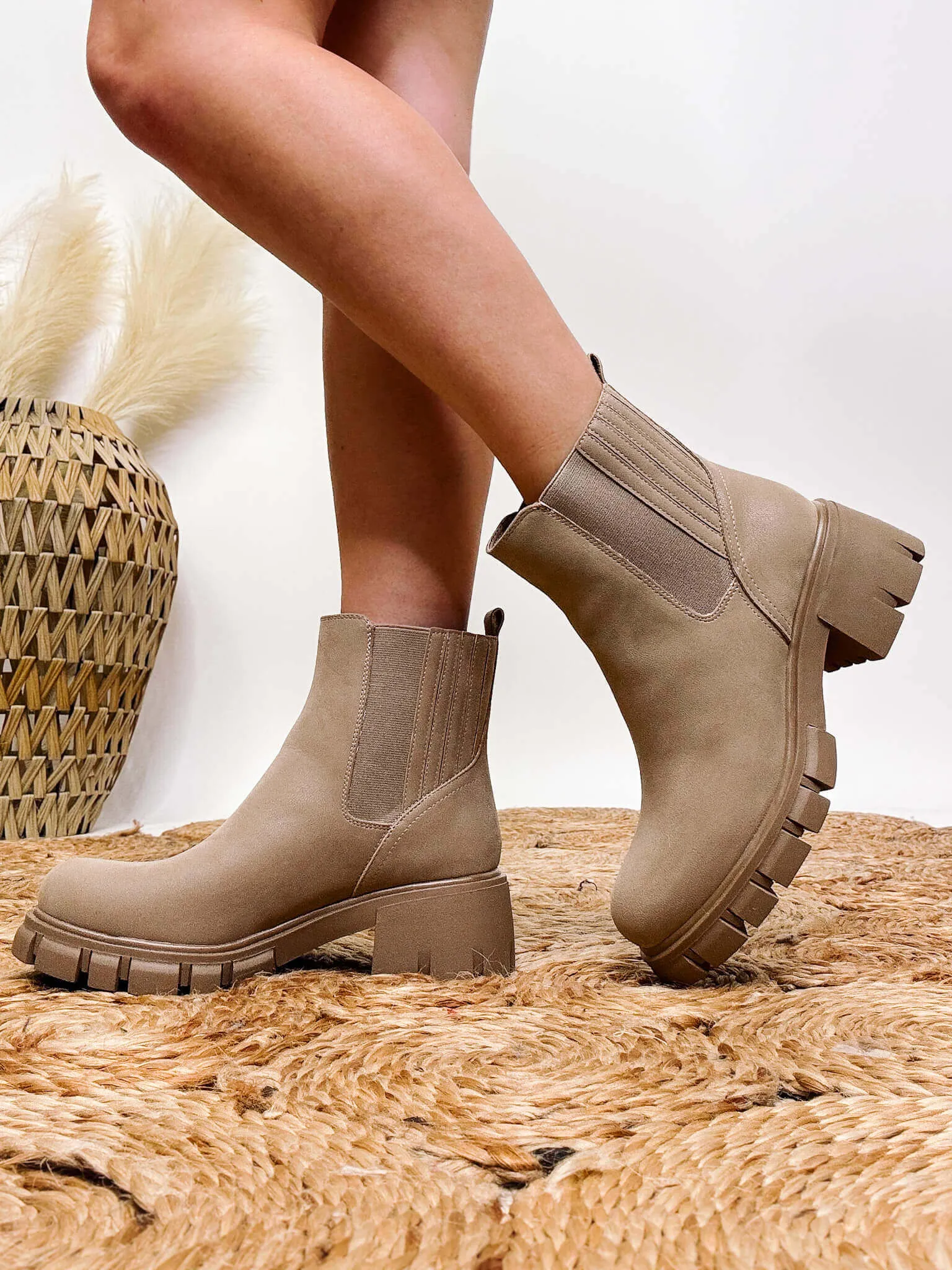 Rigo Stone Slip On Chunky Lug Sole Booties by MIA