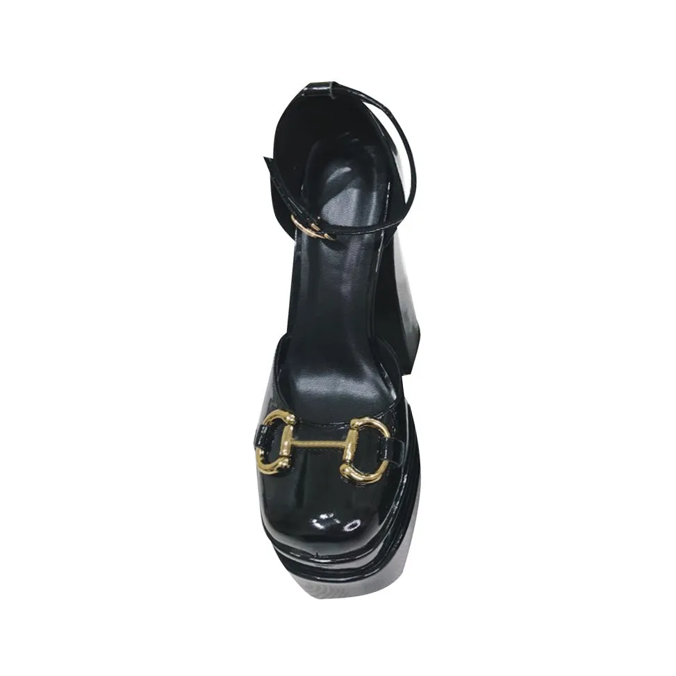 RLKIN Ankle Strap Block Heel Platform Sandals