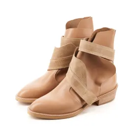 SHR XOXO Paper Game beige leather booties