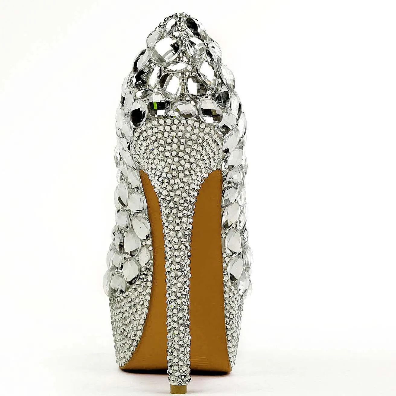 Silver Platform Wedding Rhinestone Sandals