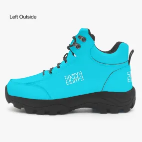 Sixty Eight 93 Logo White Aqua Blue High Top Boots
