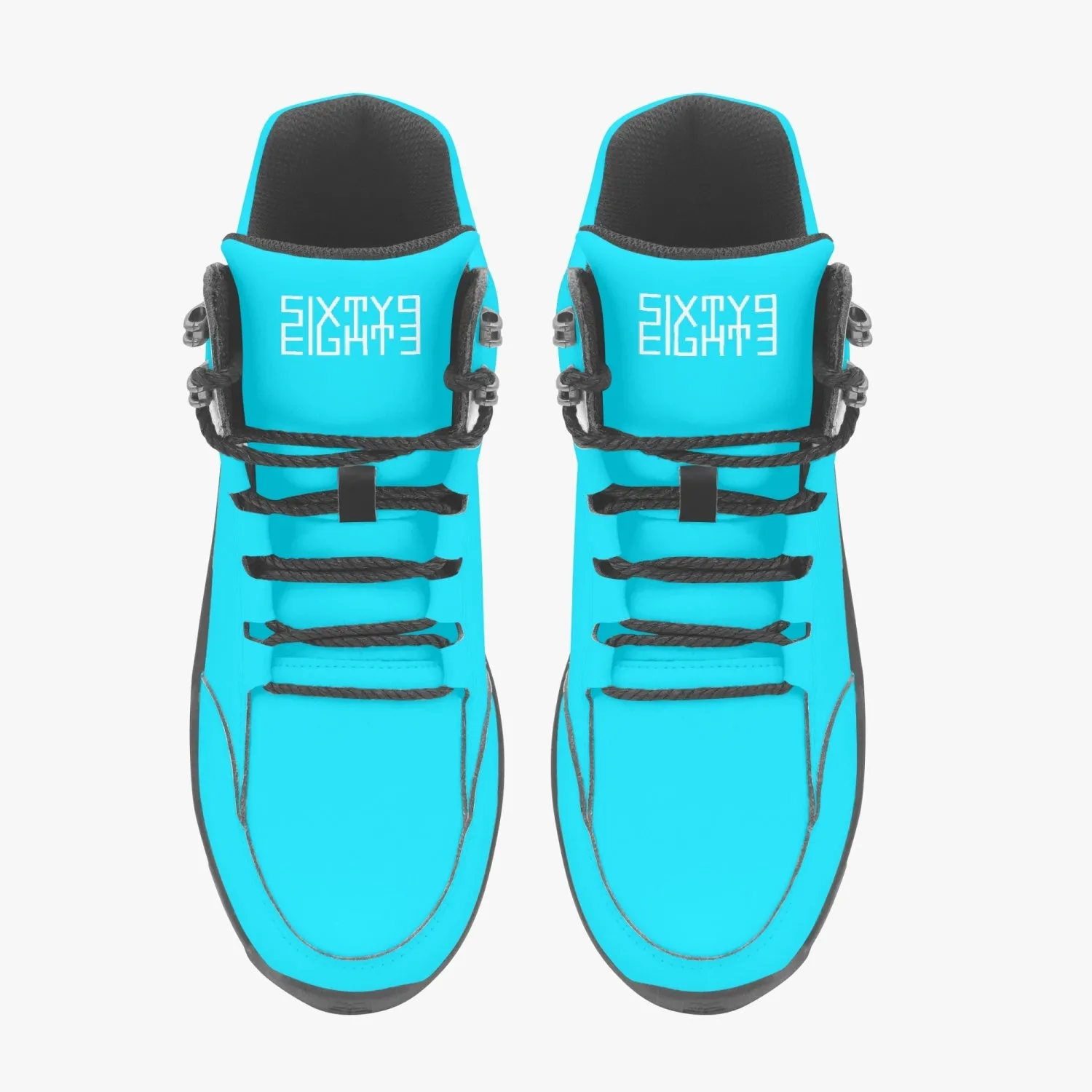 Sixty Eight 93 Logo White Aqua Blue High Top Boots
