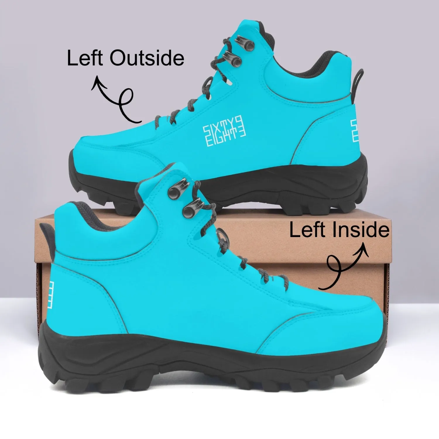 Sixty Eight 93 Logo White Aqua Blue High Top Boots