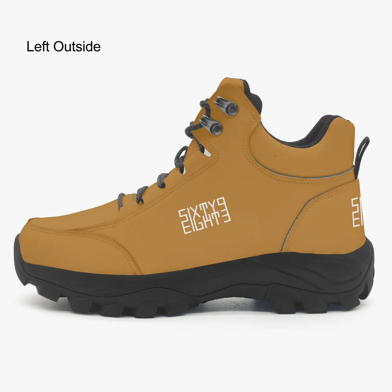 Sixty Eight 93 Logo White Brown Grain High Top Boots