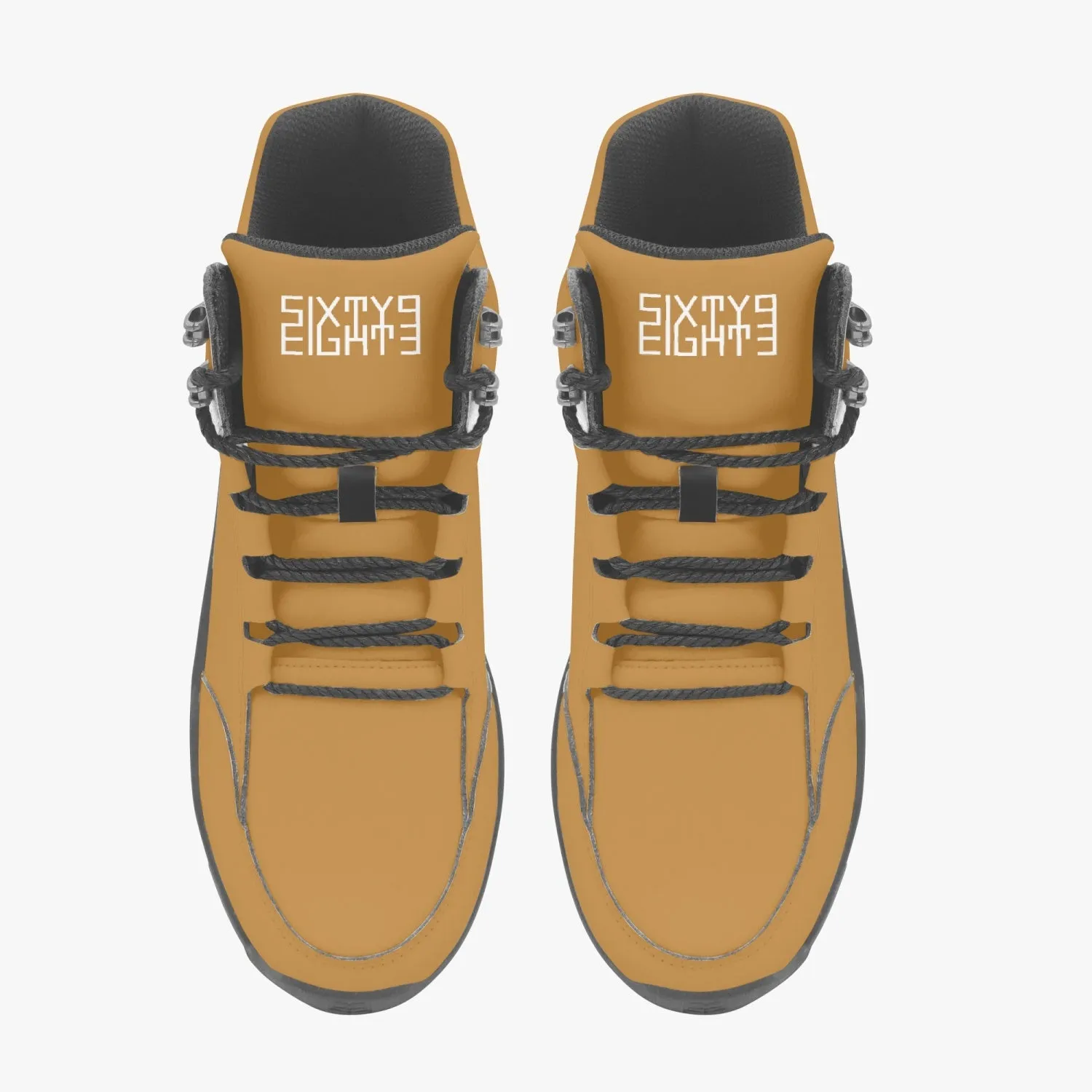 Sixty Eight 93 Logo White Brown Grain High Top Boots