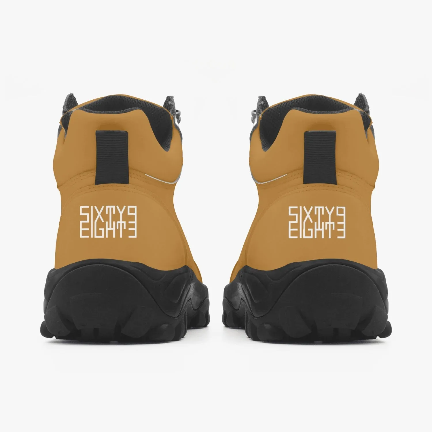 Sixty Eight 93 Logo White Brown Grain High Top Boots