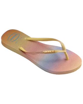 Slim Gradient Sunset Flip Flops in Yellow Pixel