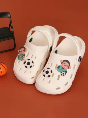 Soccer Ball and Adorable Monkey Cartoon Design Clogs for Boys
