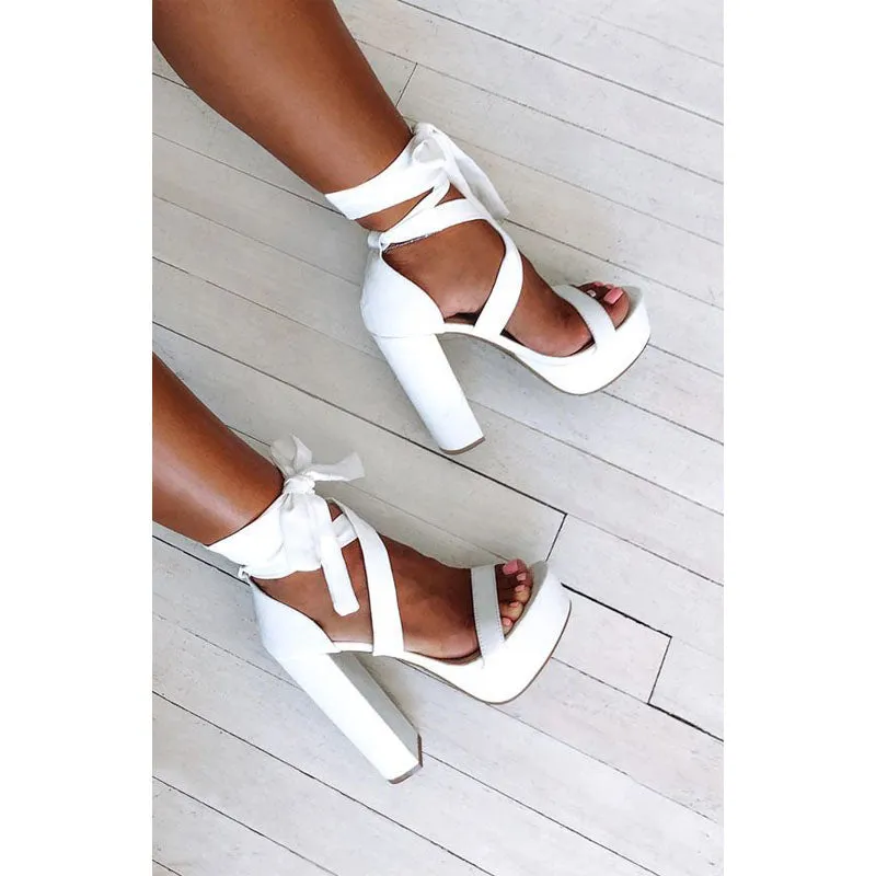 Suede Platform Strap Chunky Heel Sandals