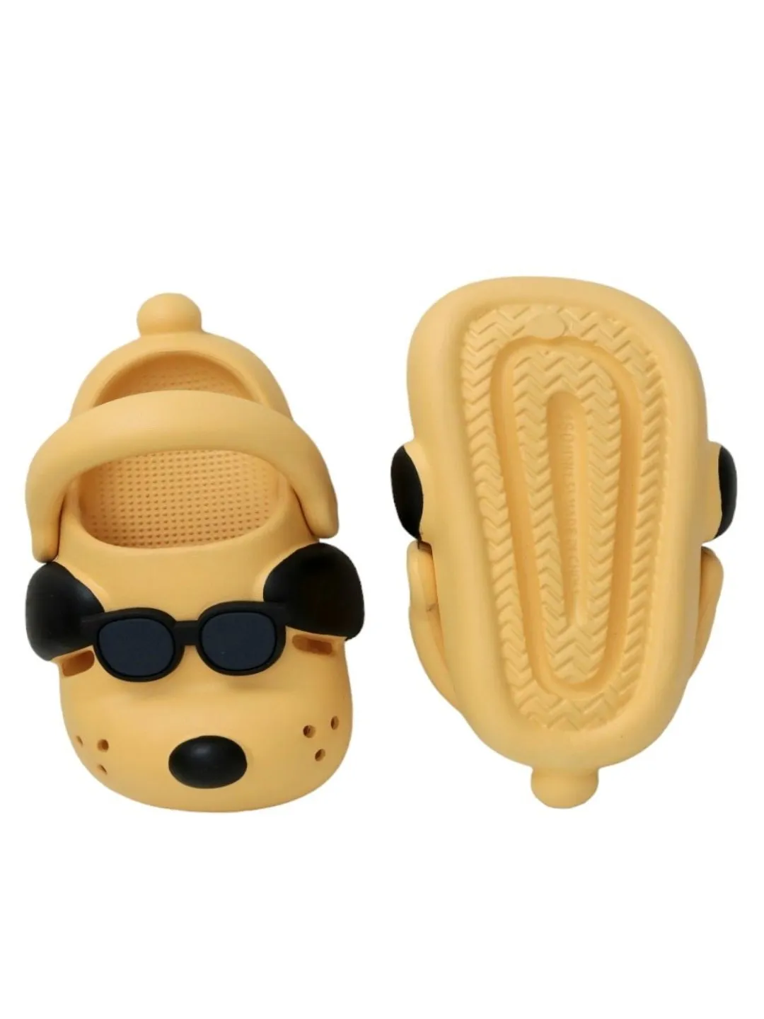 Sunny Shades Boy's Clogs - Cheerful Yellow with Cool Puppy Design