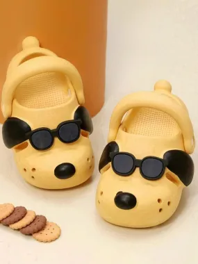 Sunny Shades Boy's Clogs - Cheerful Yellow with Cool Puppy Design