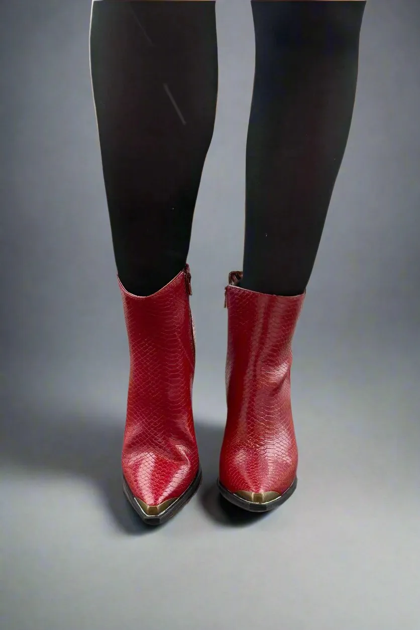 The Frankie - Red Pointed Toe Booties