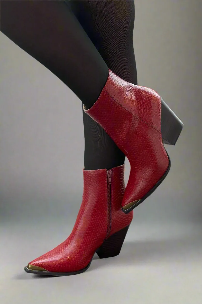 The Frankie - Red Pointed Toe Booties