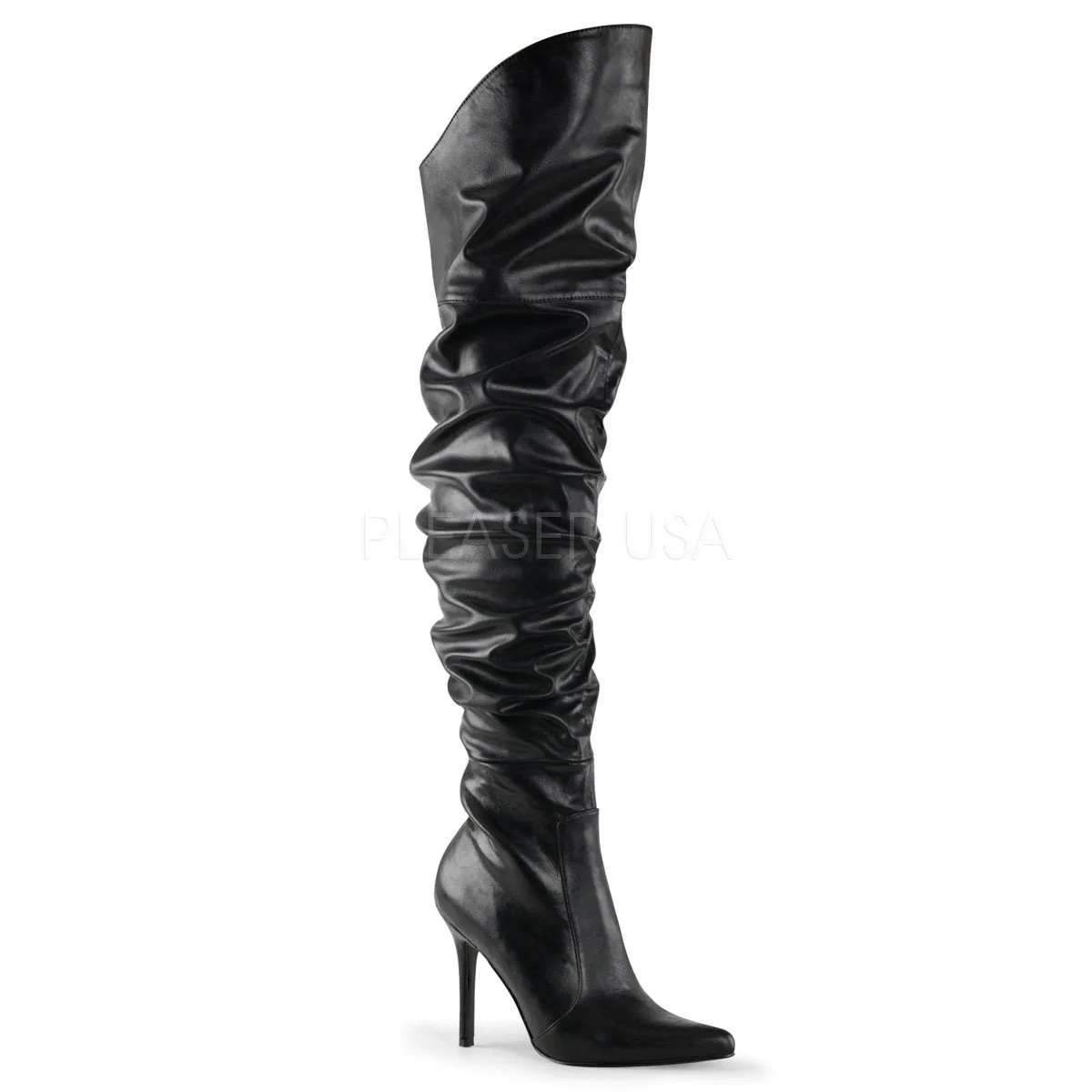 Thigh High Scrunch Boot with 4-inch Spike Heel 3-colors PS-CLASSIQUE-3011