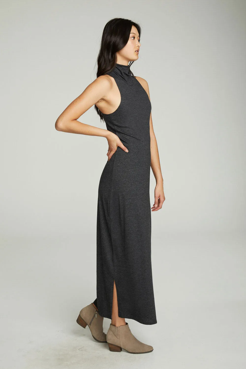 Turtle Neck Tank Maxi Dress With Side Slits