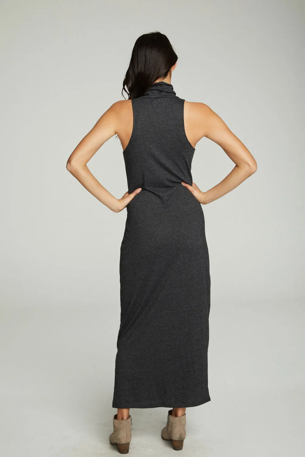 Turtle Neck Tank Maxi Dress With Side Slits