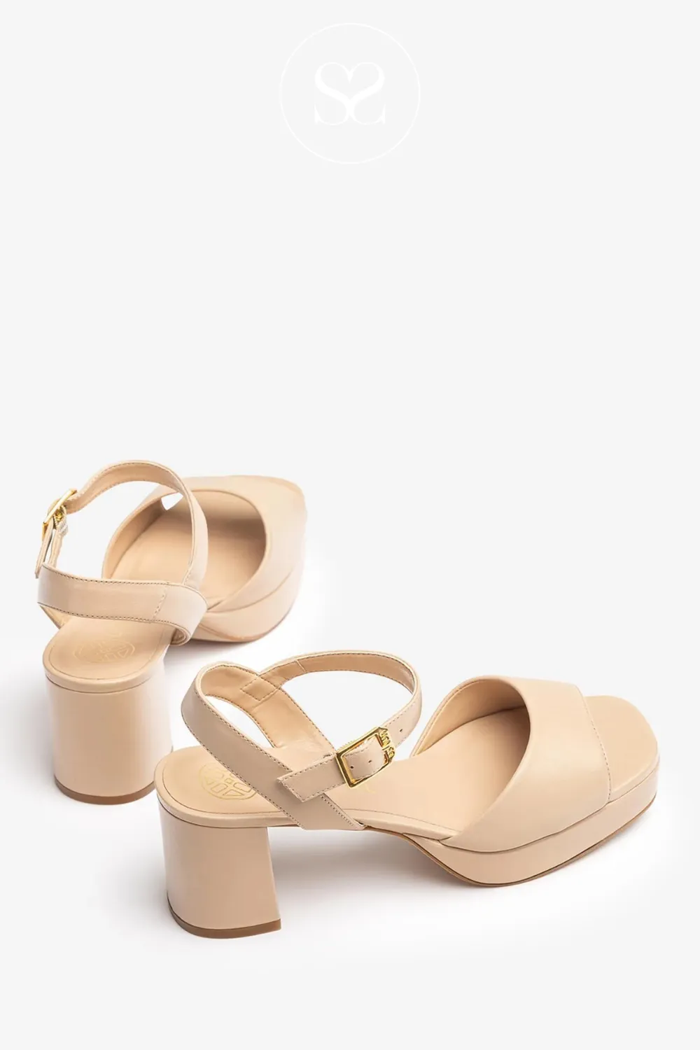 UNISA NEY_25_NTO NUDE LEATHER BLOCK HEEL SANDALS